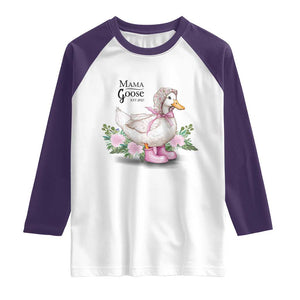 Mama Goose Est 2025 Raglan Shirt Vintage New Mom Mothers Day TS02 White Purple Print Your Wear