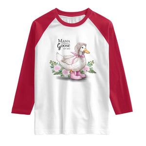 Mama Goose Est 2025 Raglan Shirt Vintage New Mom Mothers Day TS02 White Red Print Your Wear