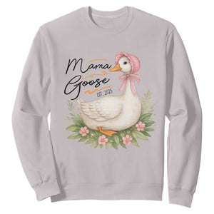 Mama Goose Est 2025 Sweatshirt Retro New Mom Mothers Day TS02 Ice Gray Print Your Wear