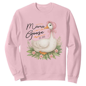 Mama Goose Est 2025 Sweatshirt Retro New Mom Mothers Day TS02 Light Pink Print Your Wear