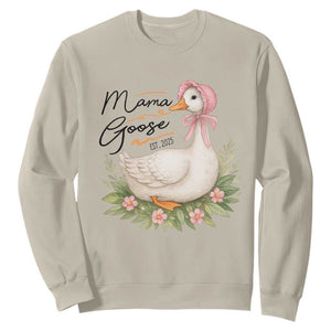 Mama Goose Est 2025 Sweatshirt Retro New Mom Mothers Day TS02 Sand Print Your Wear