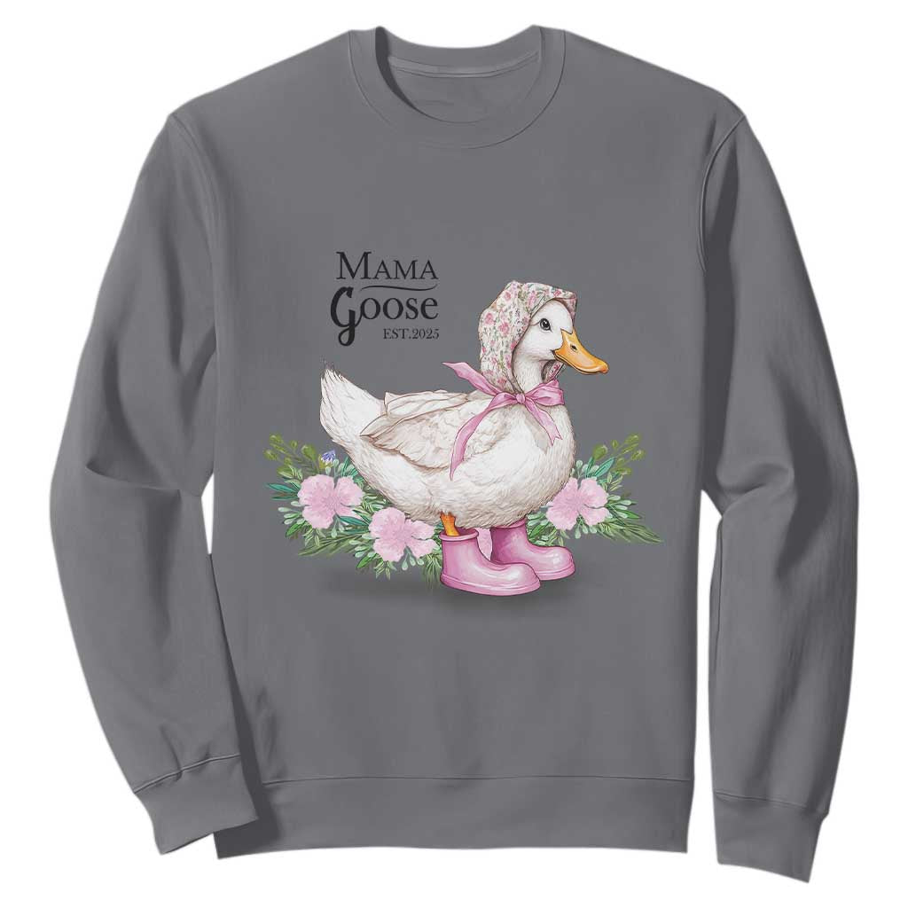 Mama Goose Est 2025 Sweatshirt Vintage New Mom Mothers Day TS02 Charcoal Print Your Wear