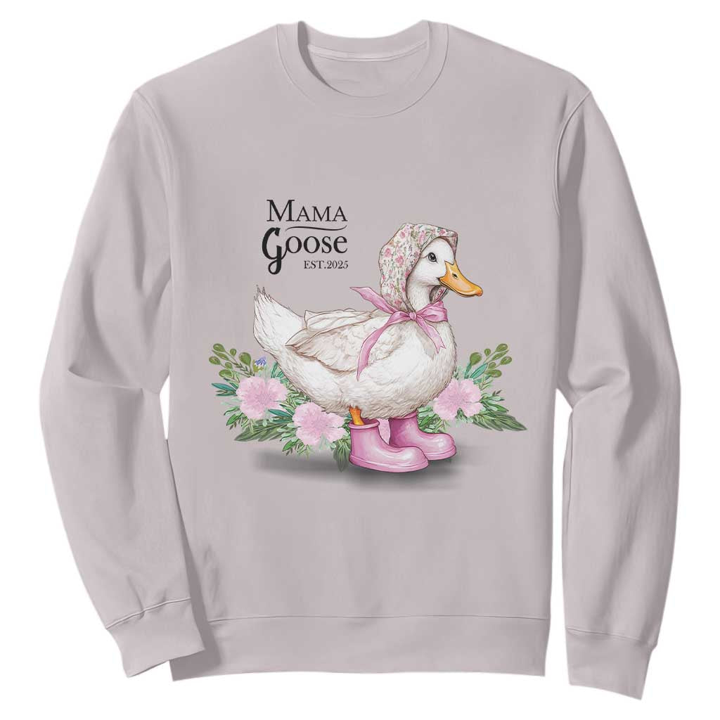 Mama Goose Est 2025 Sweatshirt Vintage New Mom Mothers Day TS02 Ice Gray Print Your Wear
