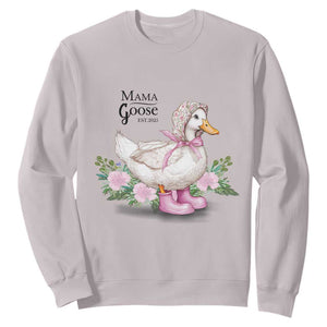 Mama Goose Est 2025 Sweatshirt Vintage New Mom Mothers Day TS02 Ice Gray Print Your Wear