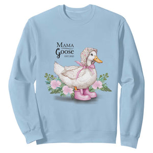 Mama Goose Est 2025 Sweatshirt Vintage New Mom Mothers Day TS02 Light Blue Print Your Wear