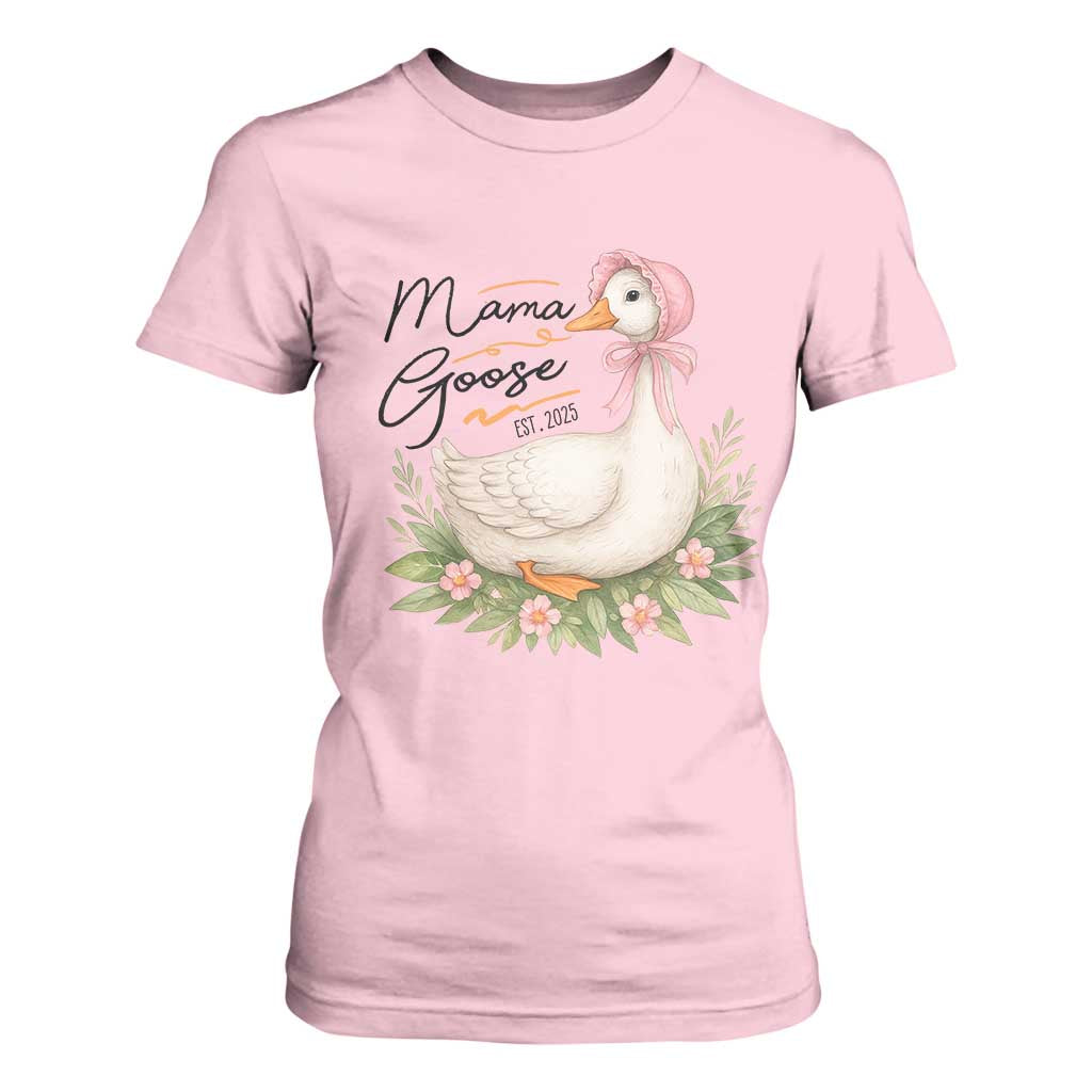 Mama Goose Est 2025 T Shirt For Women Retro New Mom Mothers Day TS02 Light Pink Print Your Wear