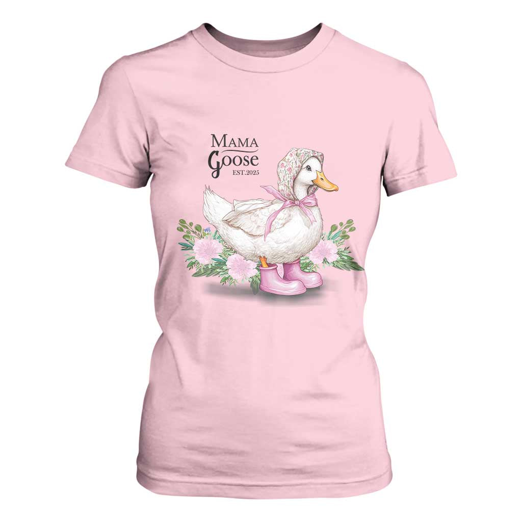 Mama Goose Est 2025 T Shirt For Women Vintage New Mom Mothers Day TS02 Light Pink Print Your Wear