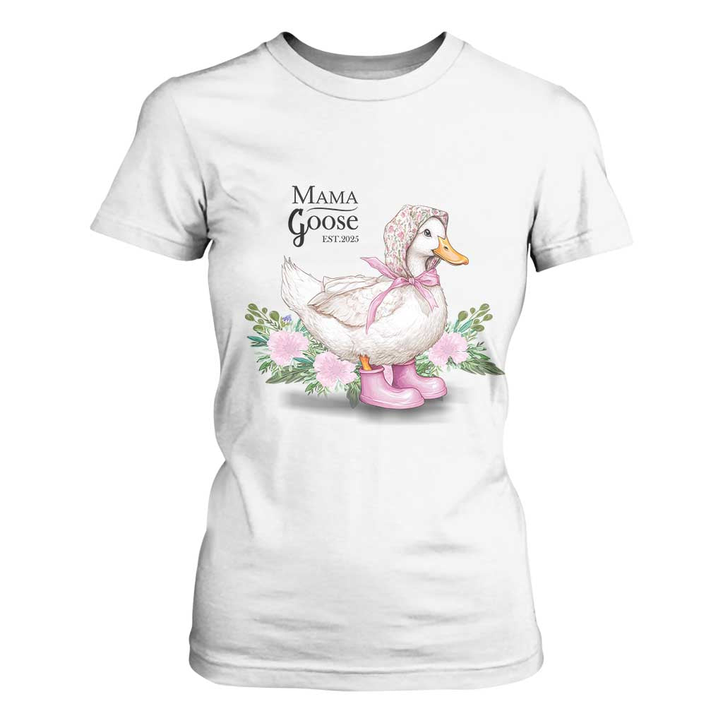 Mama Goose Est 2025 T Shirt For Women Vintage New Mom Mothers Day TS02 White Print Your Wear