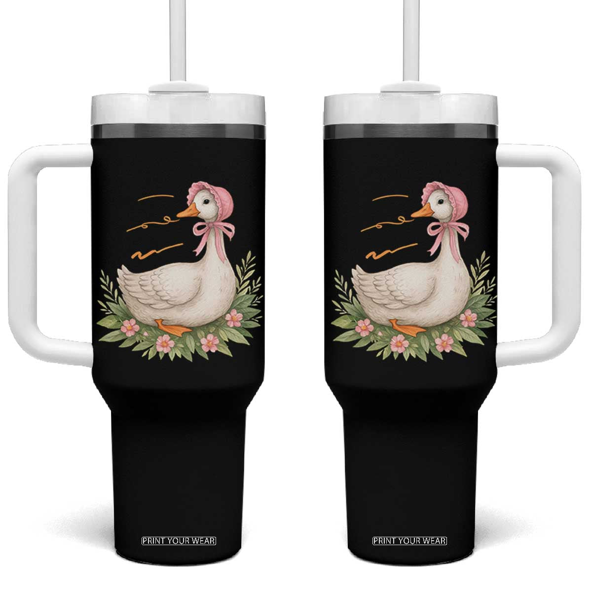 Mama Goose Est 2025 Tumbler With Handle Retro New Mom Mothers Day TS02 One Size: 40 oz Black Print Your Wear