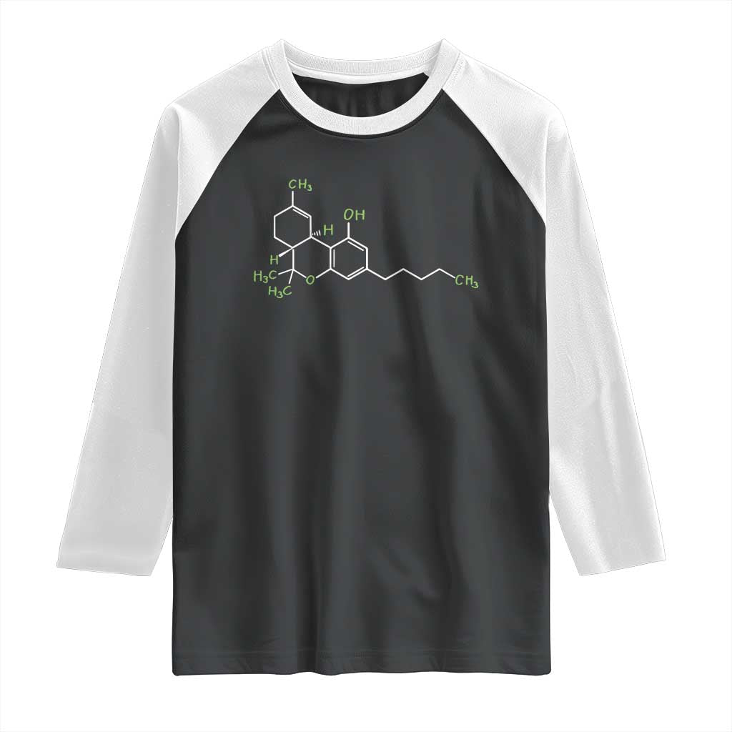 Marijuana Raglan Shirt Cannabis Weed Pot Molecule THC Stoner Gift TS10 Black White Print Your Wear
