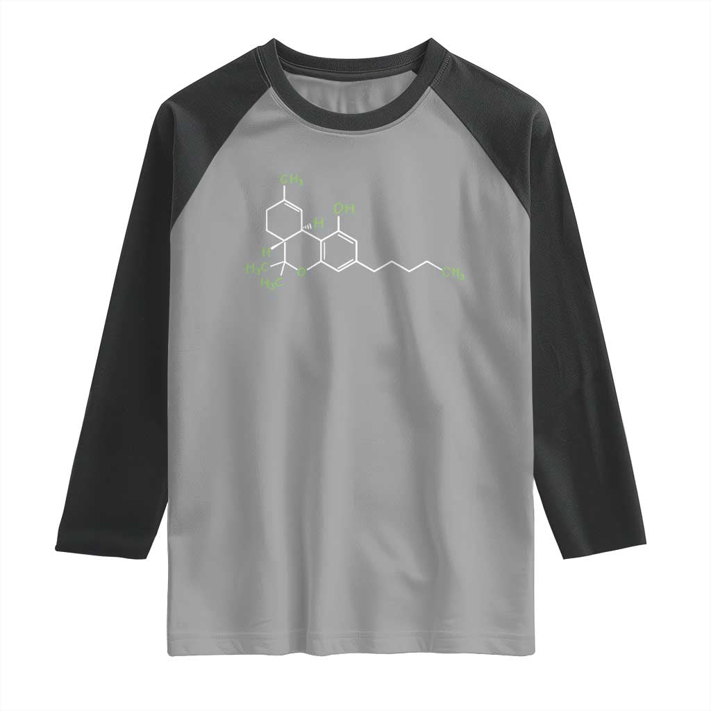 Marijuana Raglan Shirt Cannabis Weed Pot Molecule THC Stoner Gift TS10 Sport Gray Black Print Your Wear