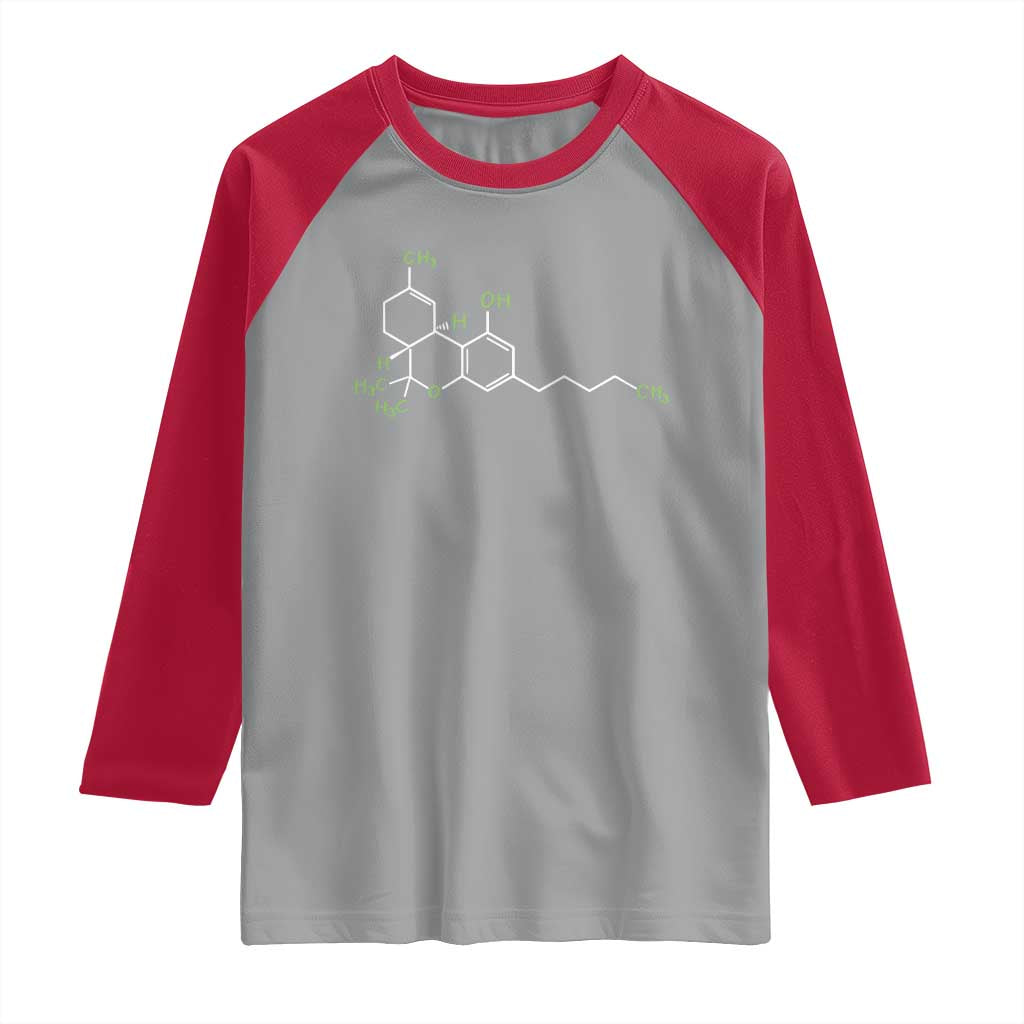 Marijuana Raglan Shirt Cannabis Weed Pot Molecule THC Stoner Gift TS10 Sport Gray Red Print Your Wear