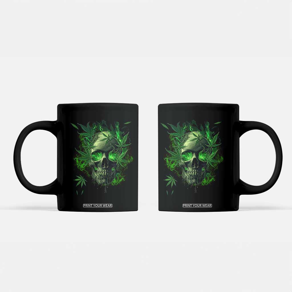 Marijuana Skull Coffee Mug Smoke Weed Cannabis 420 Pot Leaf TS02 Black Print Your Wear