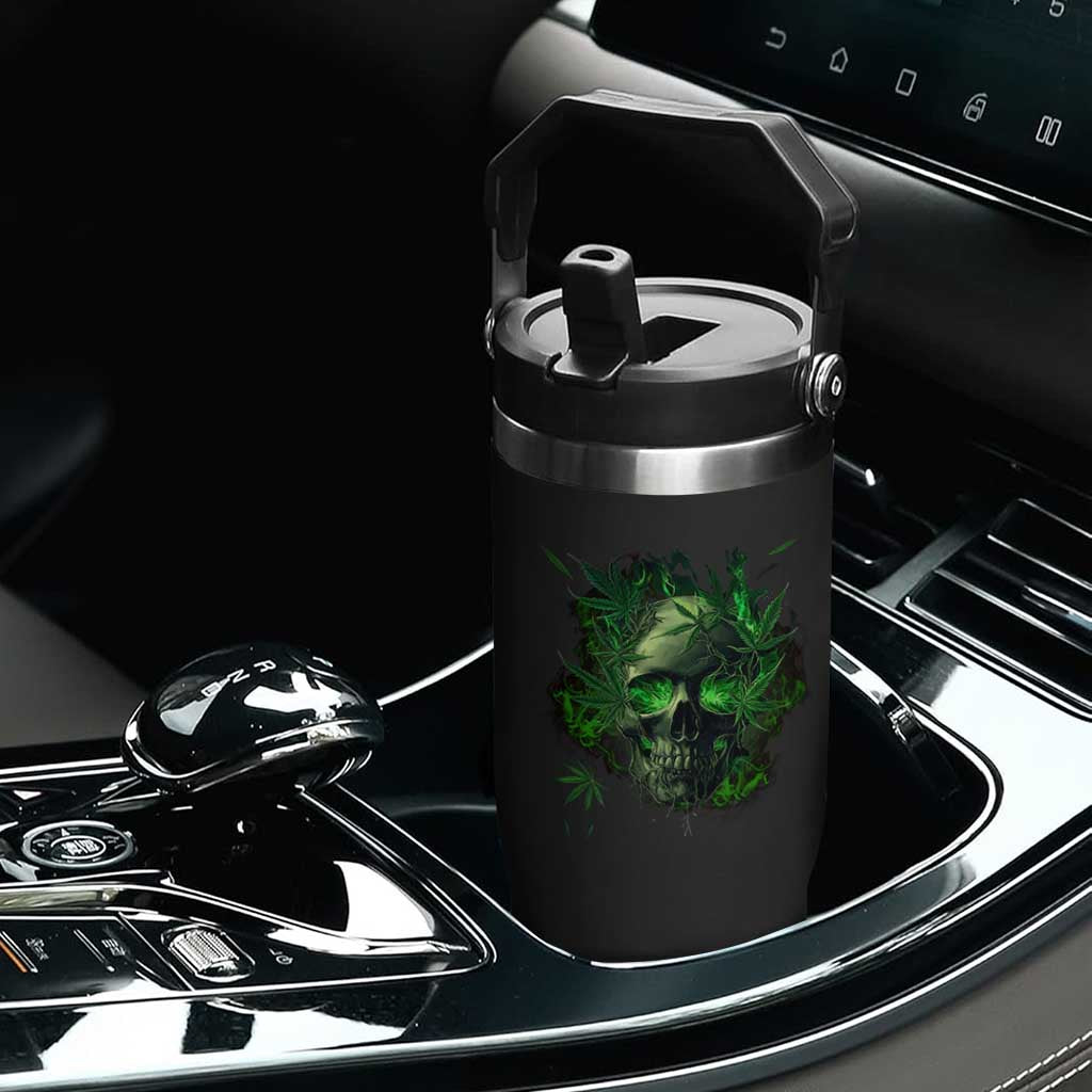 Marijuana Skull Flip Straw Tumbler Smoke Weed Cannabis 420 Pot Leaf TS02 Print Your Wear