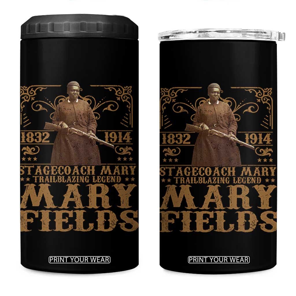 Mary Fields 4 in 1 Can Cooler Tumbler Stagecoach Mary Trailblazing Legend Black Cowgirl Pioneer TS11 One Size: 16 oz Black Print Your Wear