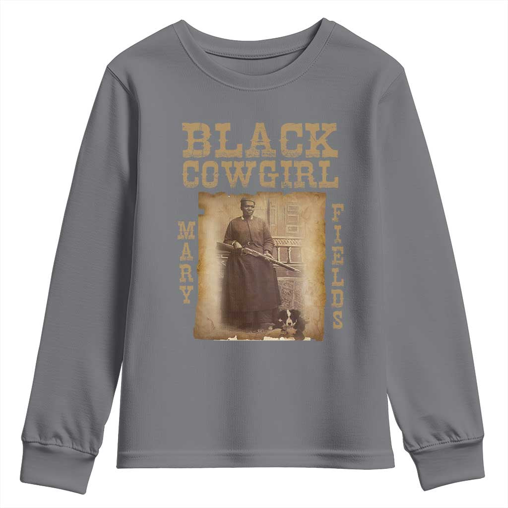 Mary Fields Youth Sweatshirt Black Cowgirl Pioneer Western Legend Vintage TS02 Charcoal Print Your Wear
