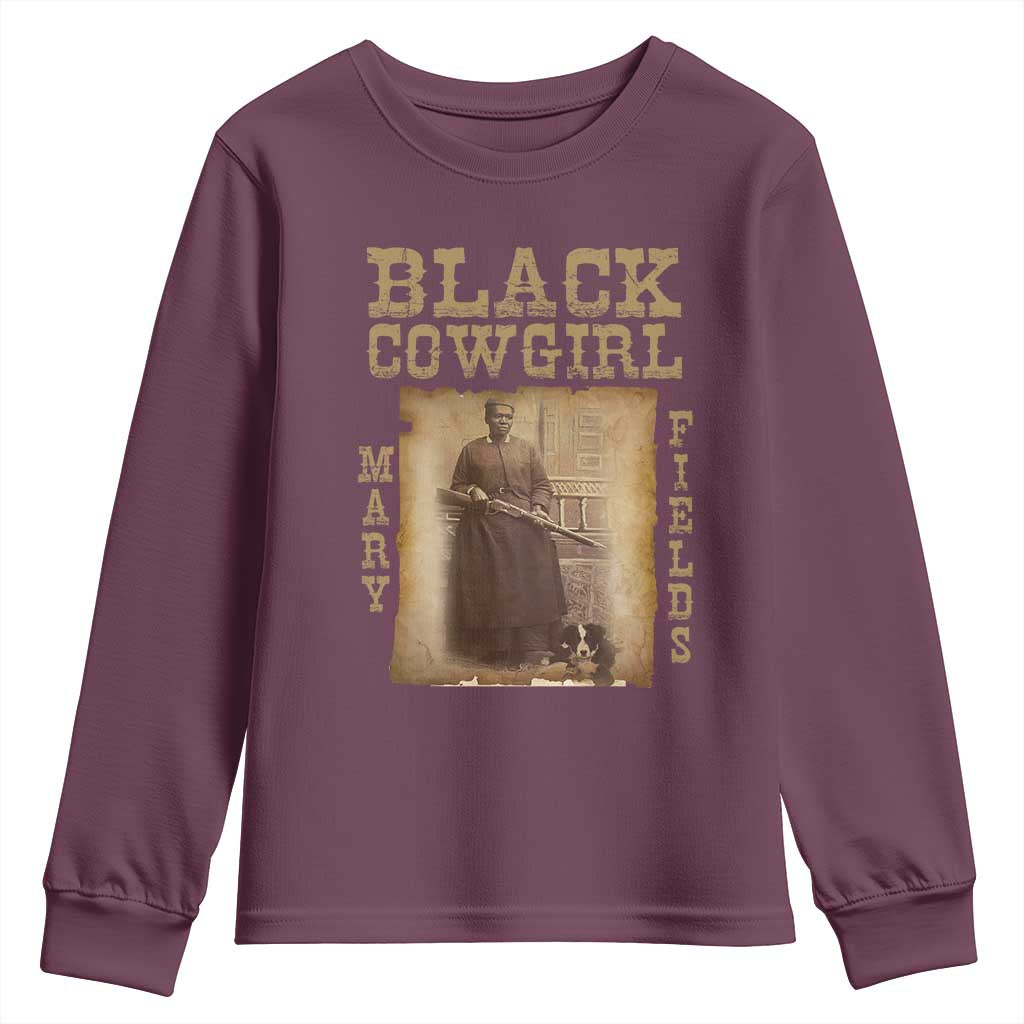 Mary Fields Youth Sweatshirt Black Cowgirl Pioneer Western Legend Vintage TS02 Maroon Print Your Wear