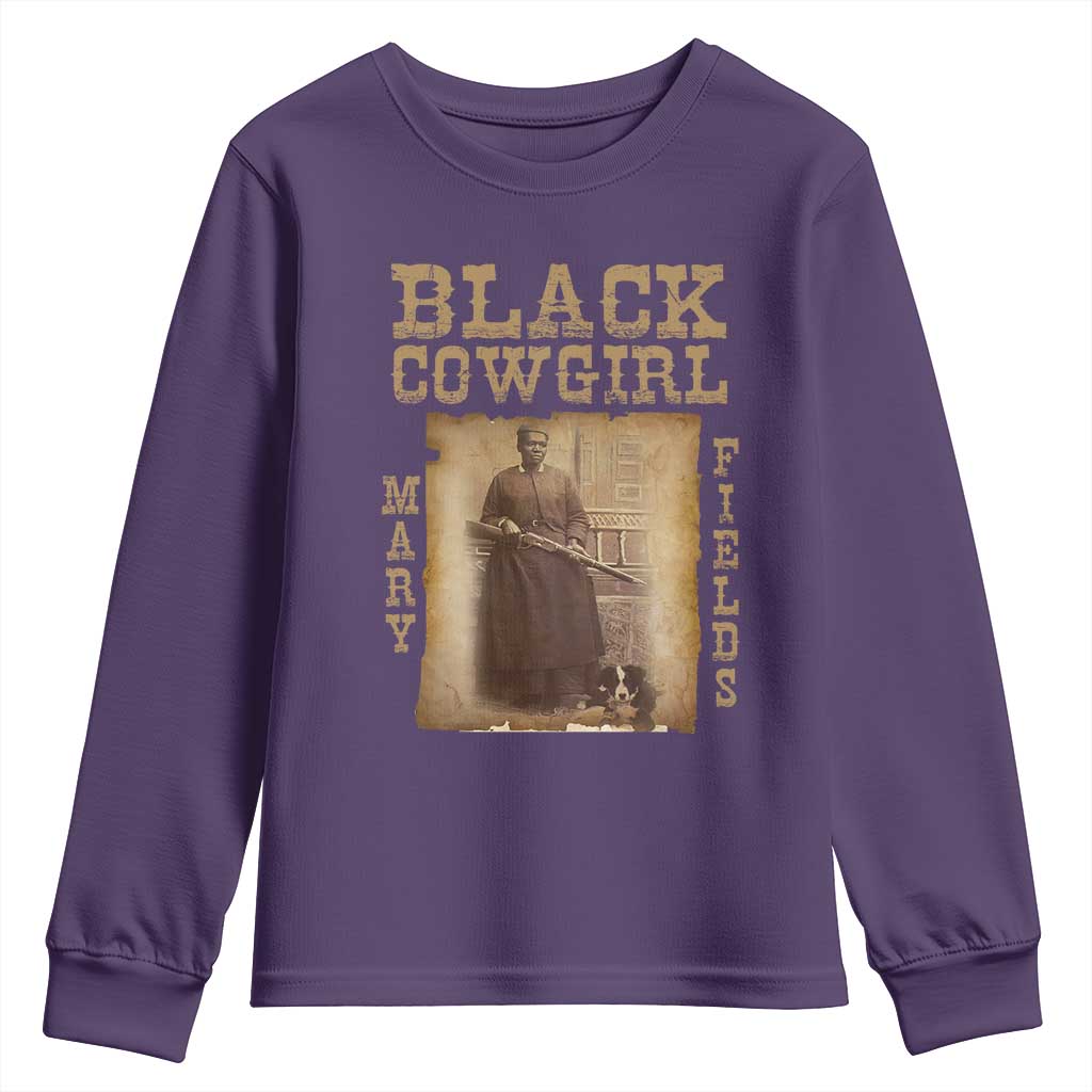 Mary Fields Youth Sweatshirt Black Cowgirl Pioneer Western Legend Vintage TS02 Purple Print Your Wear