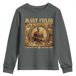 Mary Fields Youth Sweatshirt Stagecoach Mary Trailblazing Legend Black Cowgirl TS11 Dark Heather Print Your Wear