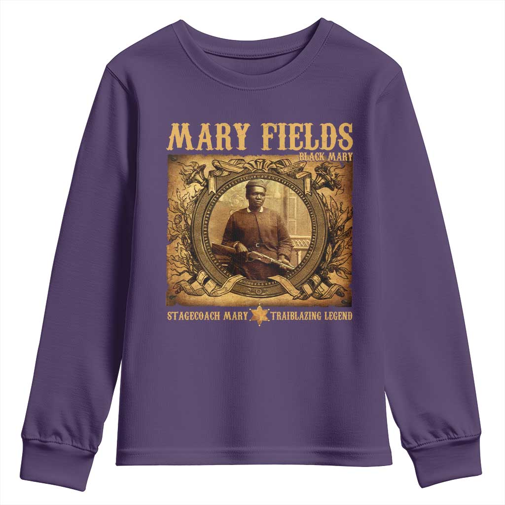 Mary Fields Youth Sweatshirt Stagecoach Mary Trailblazing Legend Black Cowgirl TS11 Purple Print Your Wear