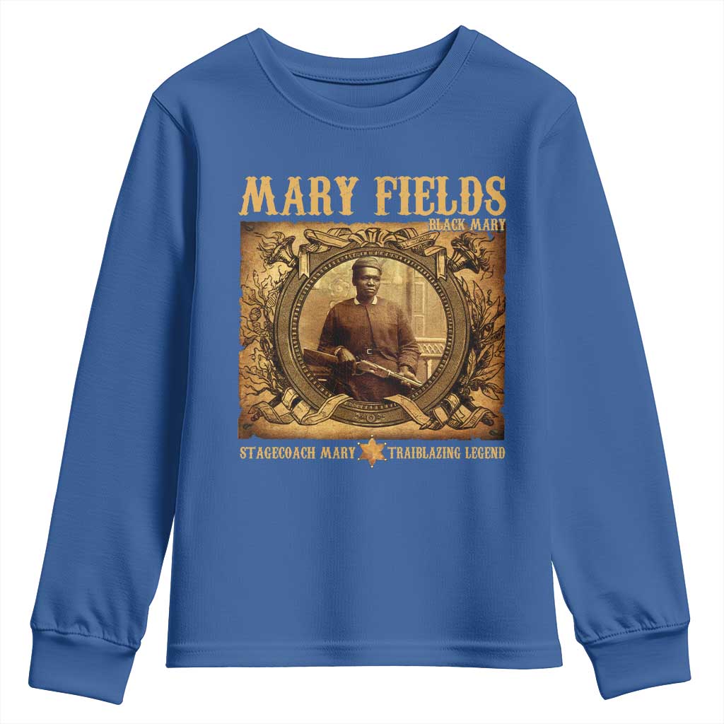 Mary Fields Youth Sweatshirt Stagecoach Mary Trailblazing Legend Black Cowgirl TS11 Royal Blue Print Your Wear