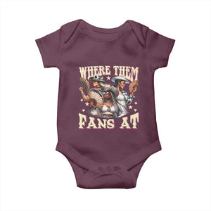 Melanin Cowgirls Baby Onesie Where Them Fans At Country Life Women Girls TS02 Maroon Print Your Wear