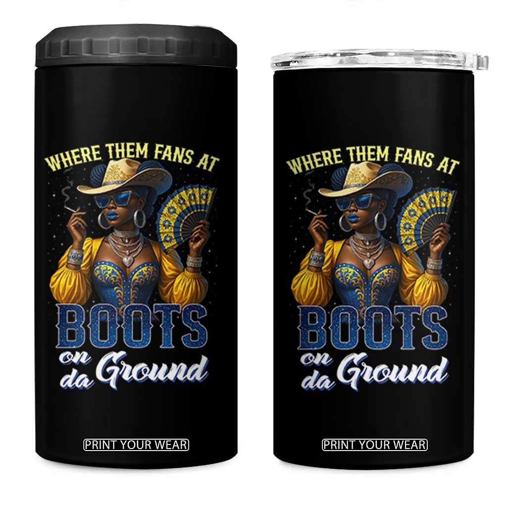 Melanin Cowgirls Linedance 4 in 1 Can Cooler Tumbler Where Them Fans At Boots On Da Ground TS02 One Size: 16 oz Black Print Your Wear