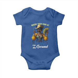 Melanin Cowgirls Linedance Baby Onesie Where Them Fans At Boots On Da Ground TS02 Royal Blue Print Your Wear