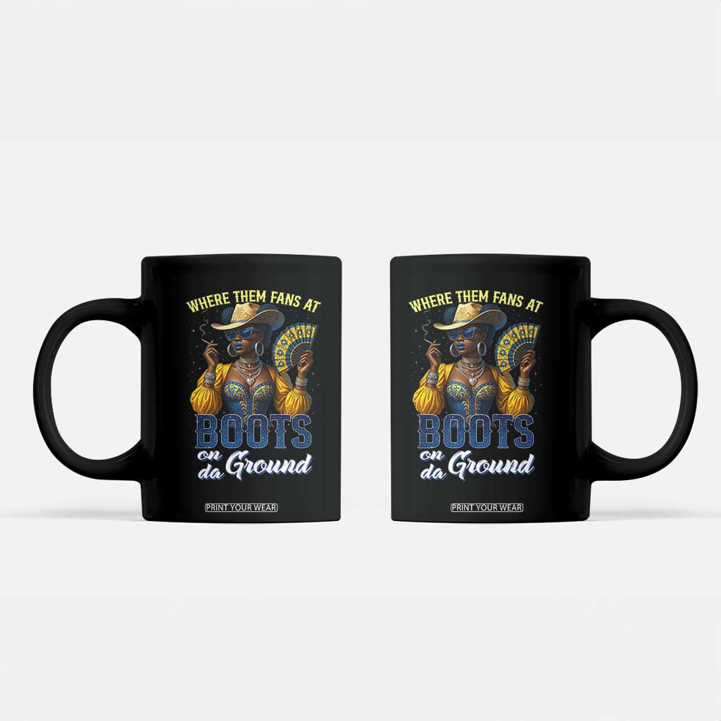 Melanin Cowgirls Linedance Coffee Mug Where Them Fans At Boots On Da Ground TS02 Black Print Your Wear