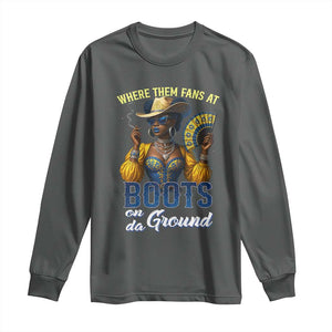 Melanin Cowgirls Linedance Long Sleeve Shirt Where Them Fans At Boots On Da Ground TS02 Dark Heather Print Your Wear