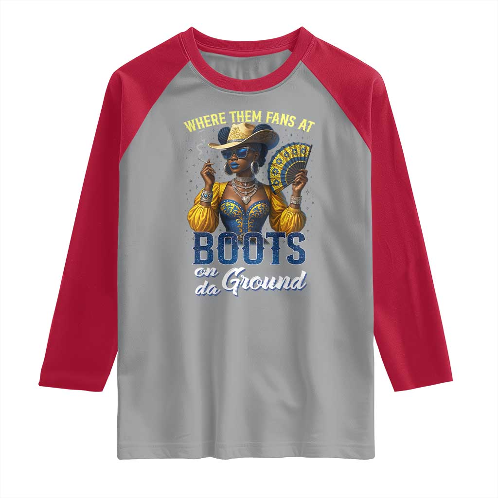 Melanin Cowgirls Linedance Raglan Shirt Where Them Fans At Boots On Da Ground TS02 Sport Gray Red Print Your Wear