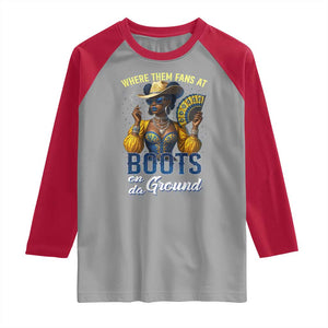 Melanin Cowgirls Linedance Raglan Shirt Where Them Fans At Boots On Da Ground TS02 Sport Gray Red Print Your Wear