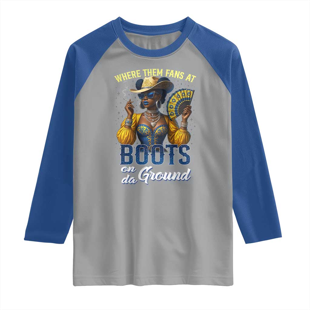 Melanin Cowgirls Linedance Raglan Shirt Where Them Fans At Boots On Da Ground TS02 Sport Gray Royal Print Your Wear