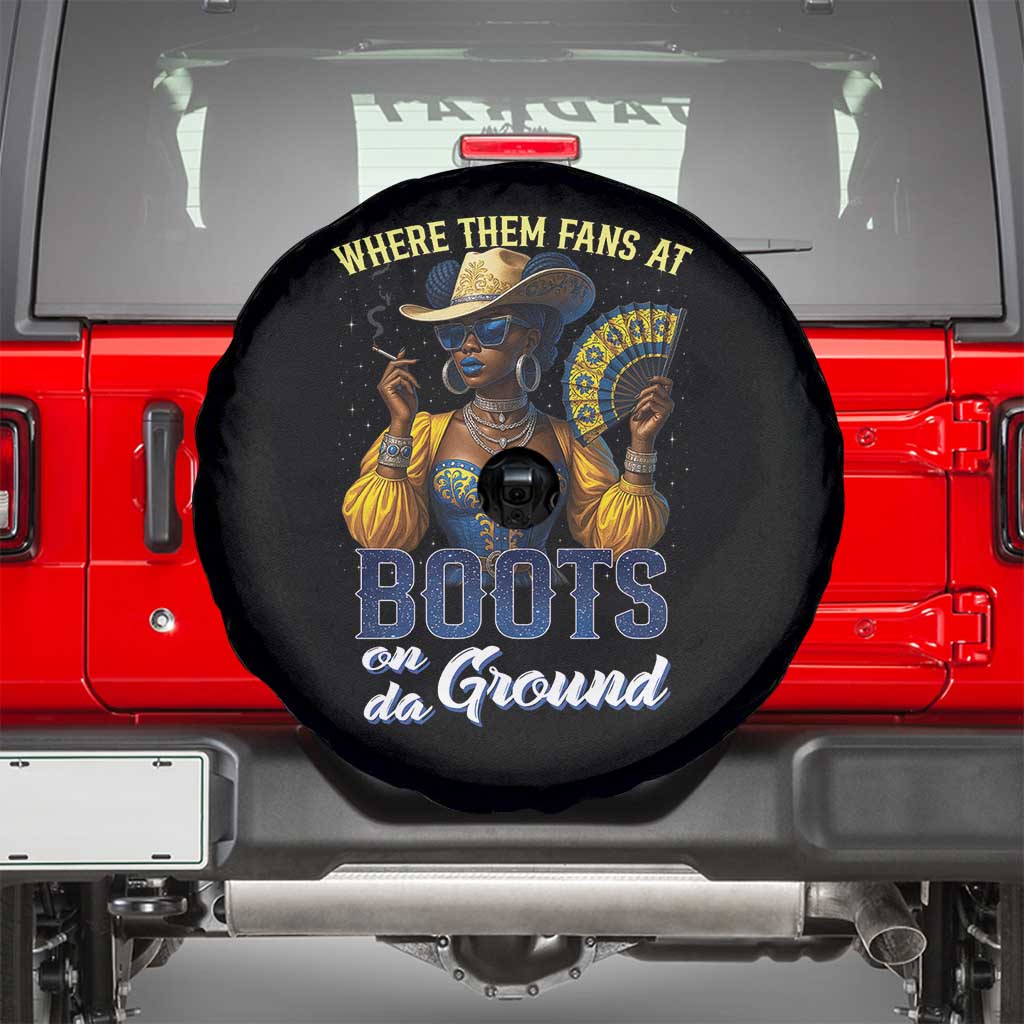Melanin Cowgirls Linedance Spare Tire Cover Where Them Fans At Boots On Da Ground TS02 Black Print Your Wear