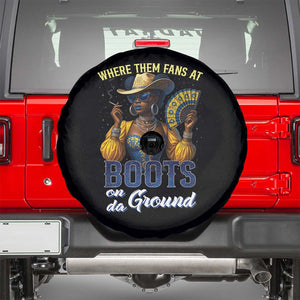 Melanin Cowgirls Linedance Spare Tire Cover Where Them Fans At Boots On Da Ground TS02 Black Print Your Wear