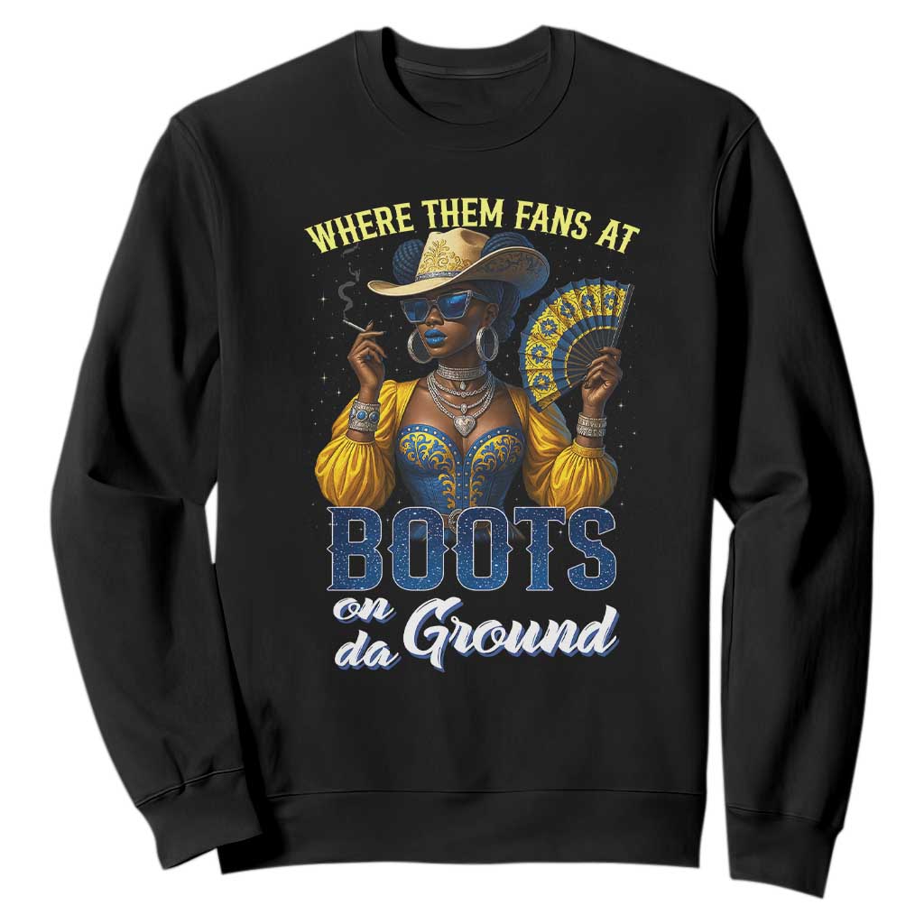 Melanin Cowgirls Linedance Sweatshirt Where Them Fans At Boots On Da Ground TS02 Black Print Your Wear