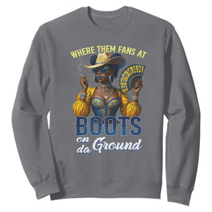 Melanin Cowgirls Linedance Sweatshirt Where Them Fans At Boots On Da Ground TS02 Charcoal Print Your Wear