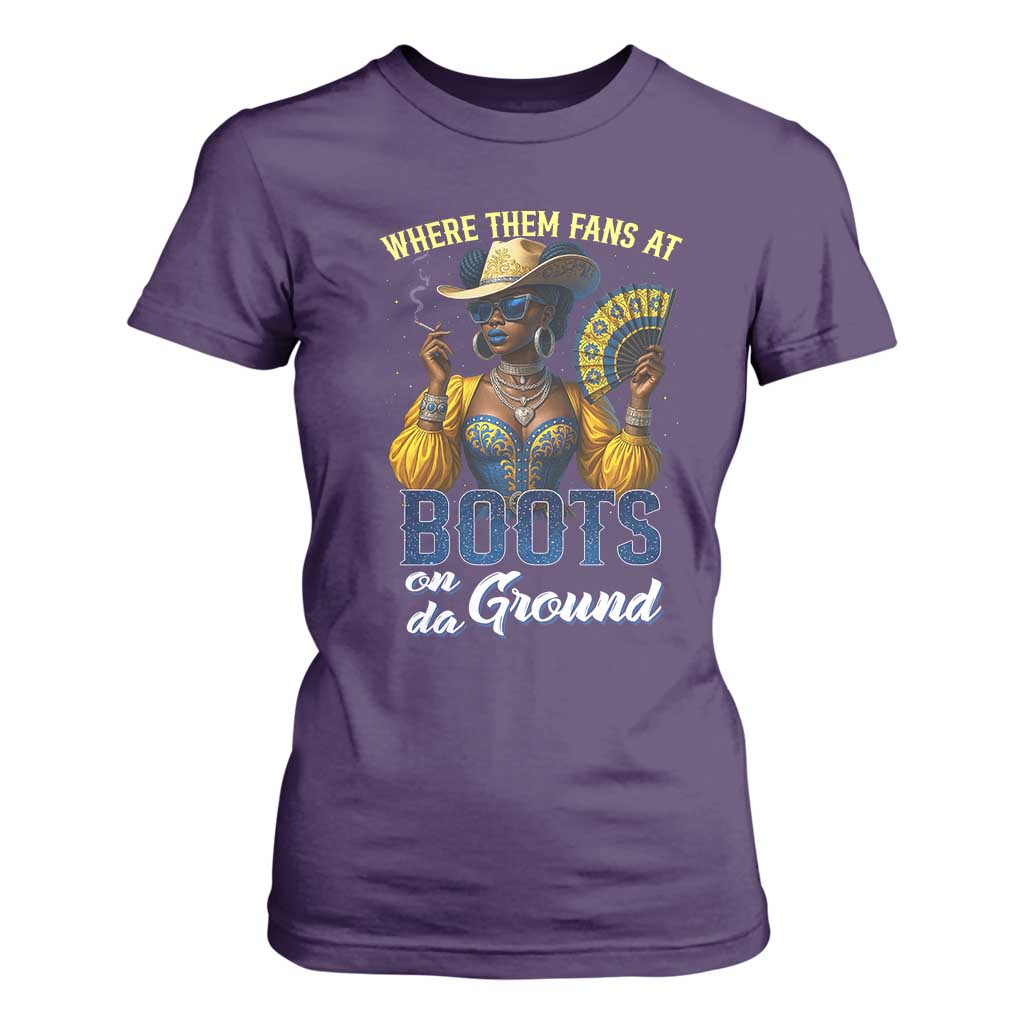 Melanin Cowgirls Linedance T Shirt For Women Where Them Fans At Boots On Da Ground TS02 Purple Print Your Wear