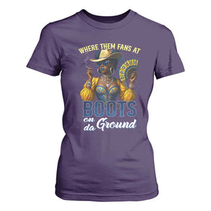 Melanin Cowgirls Linedance T Shirt For Women Where Them Fans At Boots On Da Ground TS02 Purple Print Your Wear