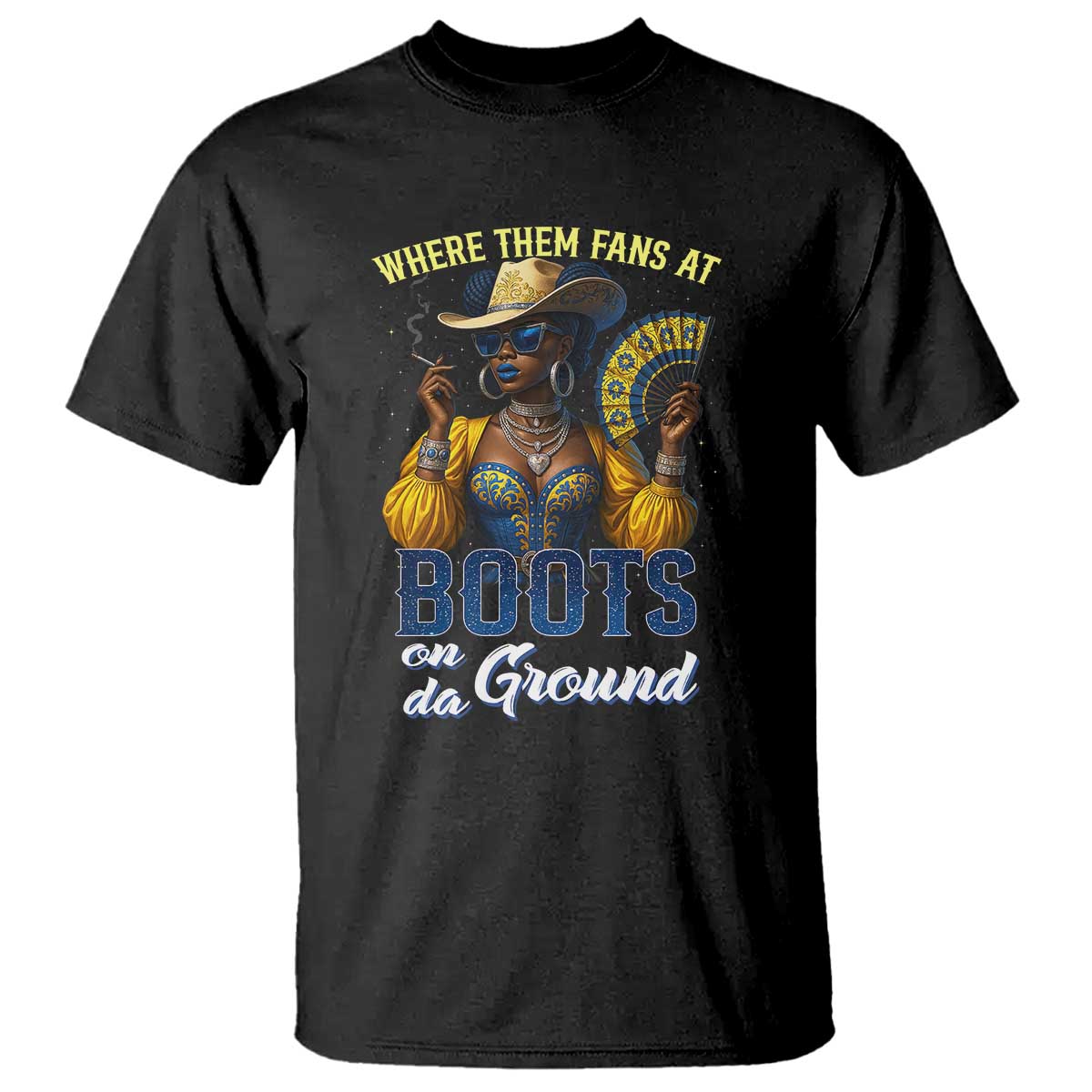 Melanin Cowgirls Linedance T Shirt Where Them Fans At Boots On Da Ground TS02 Black Print Your Wear