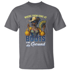 Melanin Cowgirls Linedance T Shirt Where Them Fans At Boots On Da Ground TS02 Charcoal Print Your Wear