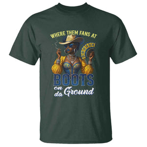 Melanin Cowgirls Linedance T Shirt Where Them Fans At Boots On Da Ground TS02 Dark Forest Green Print Your Wear