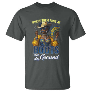 Melanin Cowgirls Linedance T Shirt Where Them Fans At Boots On Da Ground TS02 Dark Heather Print Your Wear