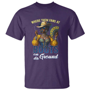 Melanin Cowgirls Linedance T Shirt Where Them Fans At Boots On Da Ground TS02 Purple Print Your Wear