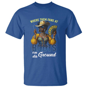 Melanin Cowgirls Linedance T Shirt Where Them Fans At Boots On Da Ground TS02 Royal Blue Print Your Wear