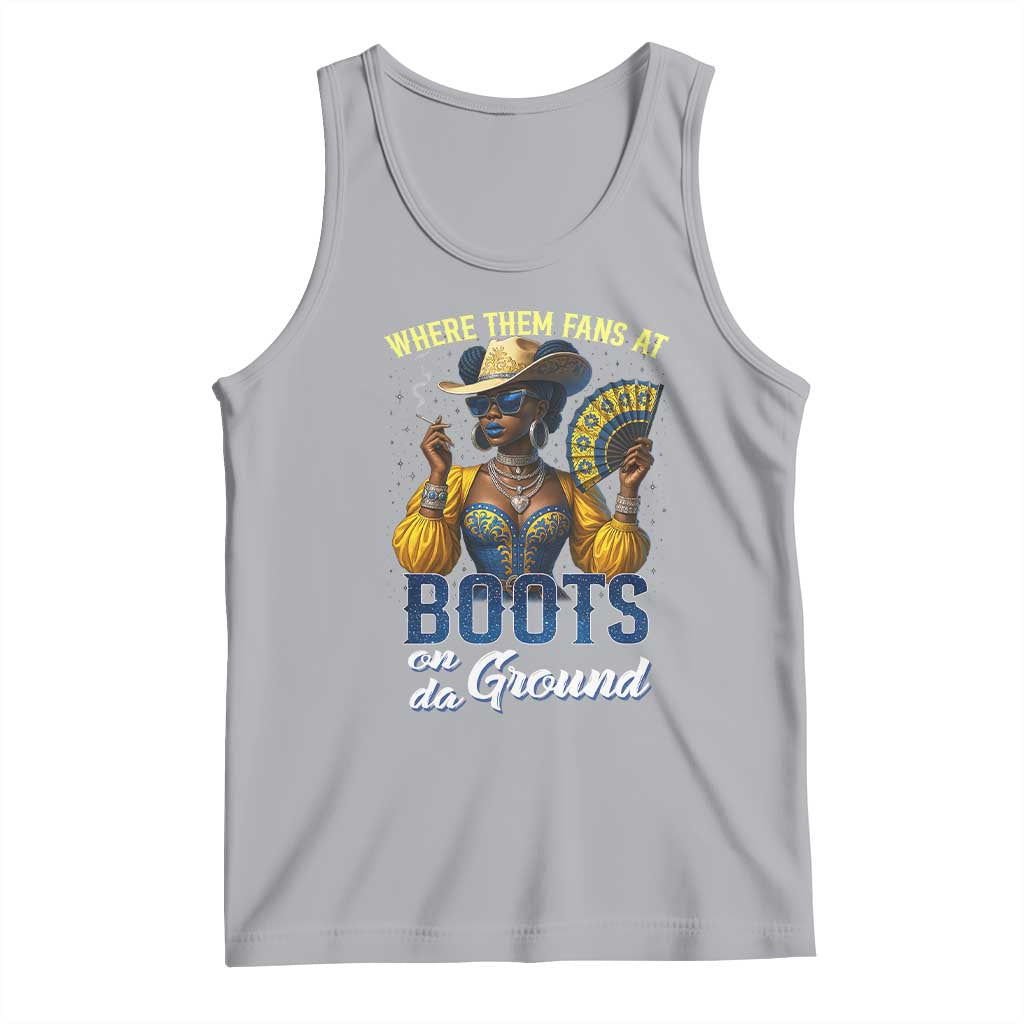 Melanin Cowgirls Linedance Tank Top Where Them Fans At Boots On Da Ground TS02 Athletic Heather Print Your Wear