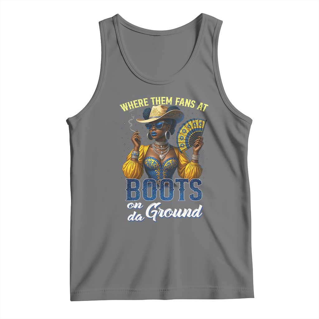 Melanin Cowgirls Linedance Tank Top Where Them Fans At Boots On Da Ground TS02 Black Heather Print Your Wear