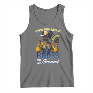 Melanin Cowgirls Linedance Tank Top Where Them Fans At Boots On Da Ground TS02 Black Heather Print Your Wear