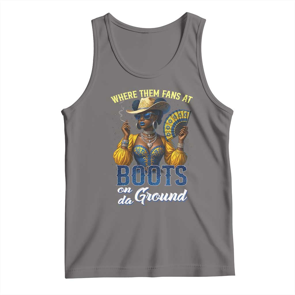 Melanin Cowgirls Linedance Tank Top Where Them Fans At Boots On Da Ground TS02 Deep Heather Print Your Wear