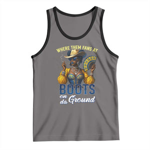 Melanin Cowgirls Linedance Tank Top Where Them Fans At Boots On Da Ground TS02 Deep Heather Black Print Your Wear